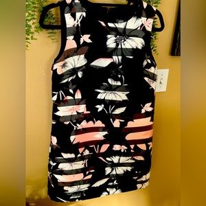 Dress NWT size 10 black with pink and white floral.  Vince Camuto